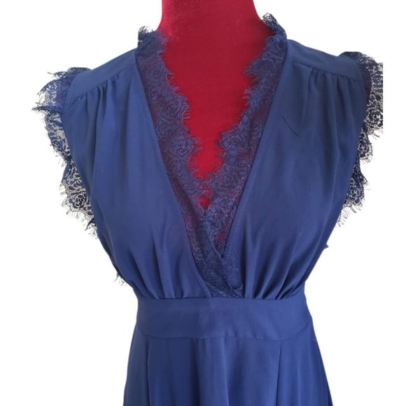 NEW Navy Valetta Maxi Dress V-neck Lace Sleeveless - Picture 7 of 14